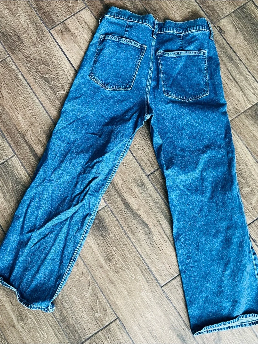 J.Crew Full Length Wide Leg Jeans Size 30P Petite High Rise Dark Wash - Picture 2 of 8